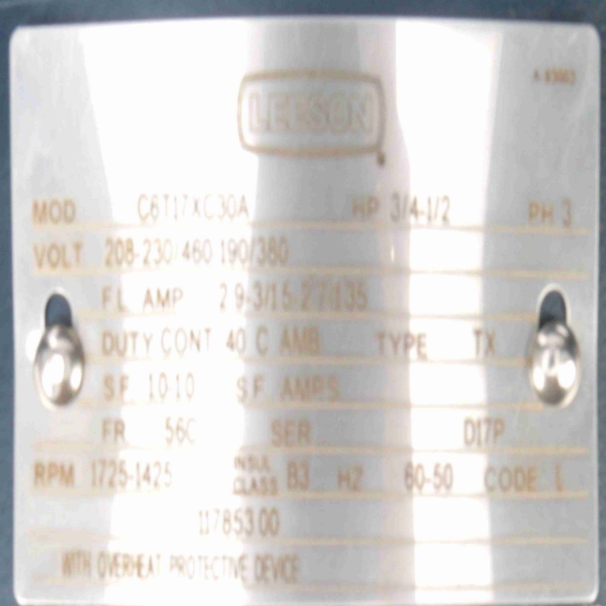 LEESON Explosion Proof Motor, 0.75 & 0.50 HP, 3 Ph, 60 & 50 Hz, 208-230/460 & 190/380 V, 1800 & 1500 RPM, 56C Frame, EPFC - 117853.00