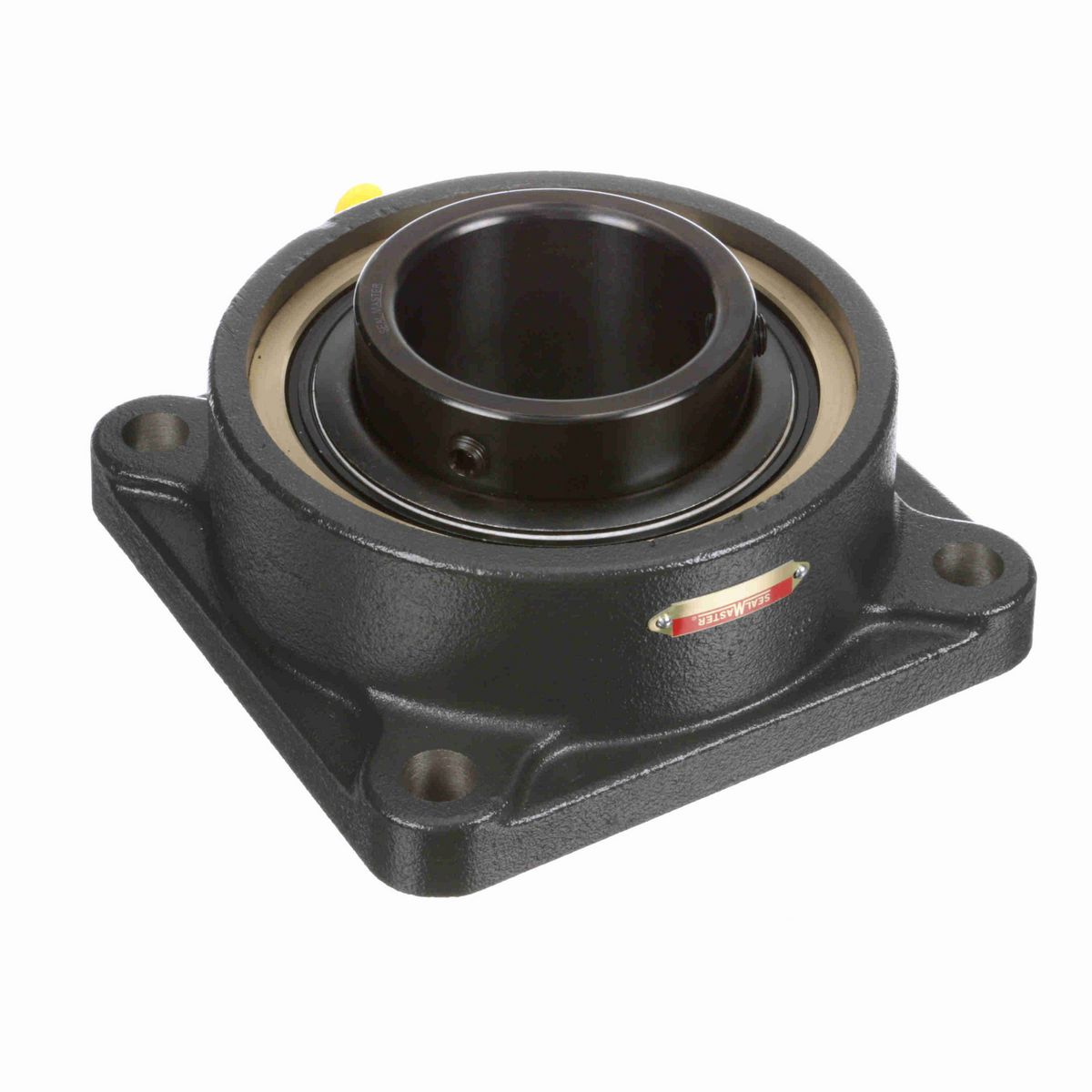 Sealmaster Mounted Cast Iron Four Bolt Flange Ball Bearing - 52100 Bearing Steel, Black Oxided - Setscrew Lock - EMSF-63