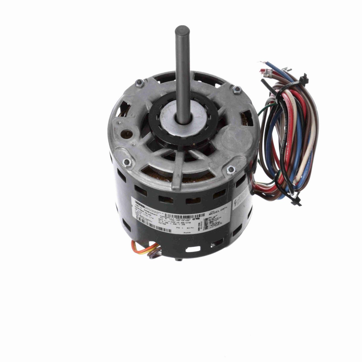 FASCO Fan and Blower Motor, 1/2-1/3-1/4 HP, 1 Ph, 60 Hz, 277 V, 825 RPM, 3 Speed, 48 Frame, OPAO - D974