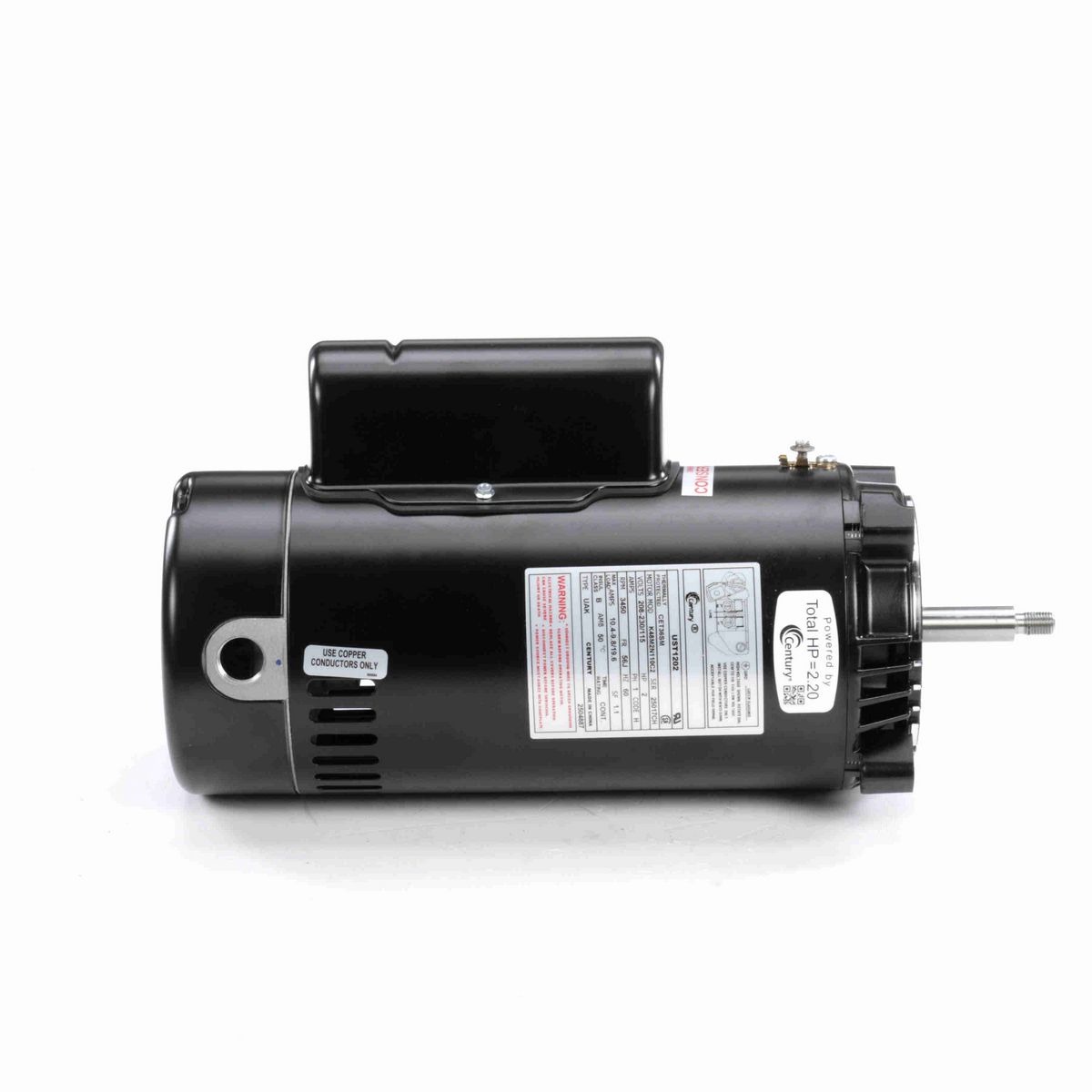 Century Pool Pump Motor, 2 HP, 1 Ph, 60 Hz, 208-230/115 V, 3600 RPM, 56J Frame, ODP - UST1202