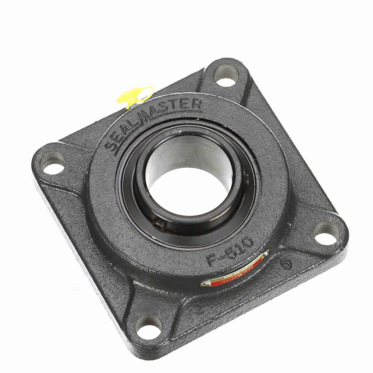 Sealmaster Mounted Cast Iron Four Bolt Flange Ball Bearing - 52100 Bearing Steel, Black Oxided - Setscrew Lock - SF-211