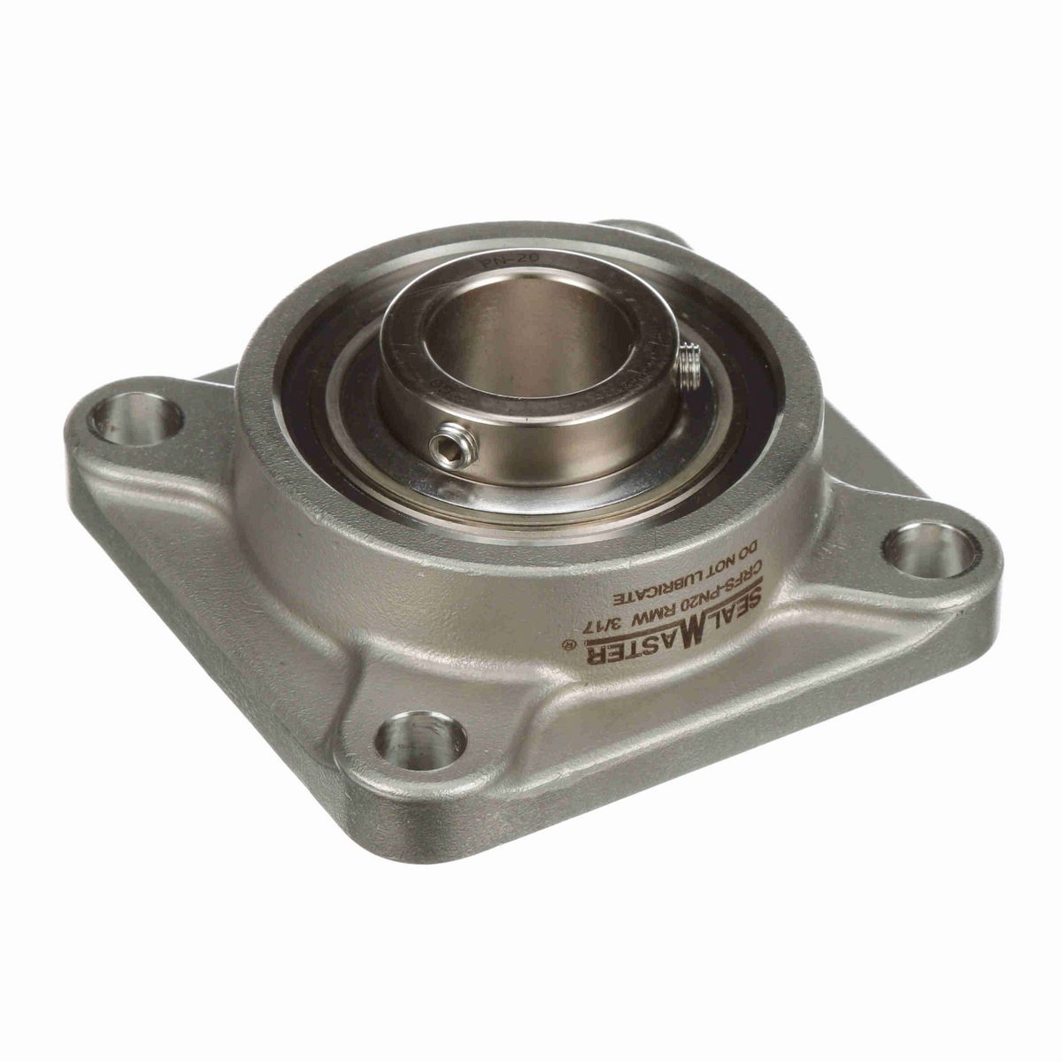 Sealmaster Mounted Stainless Steel Four Bolt Flange Ball Bearing - 52100 Bearing Steel, Phosphorus Nickel Coated - Setscrew Lock - Corrosion Resistant - Reduced Maintenance - Lubed for Life - CRFS-PN20 RMW