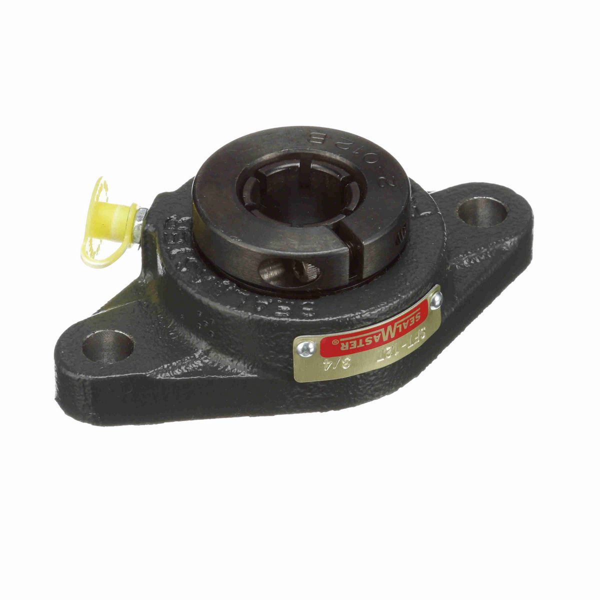 Sealmaster Mounted Cast Iron Two Bolt Flange Ball Bearing - 52100 Bearing Steel, Black Oxided - Concentric Lock - SFT-12T