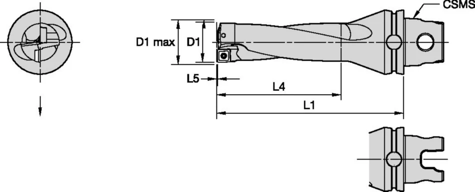 Drill Fix DFSP Bodies Kennametal DFS KM40TS Shank - KM50TS Shank - 3 x D - Right Hand - Inch [4122641]