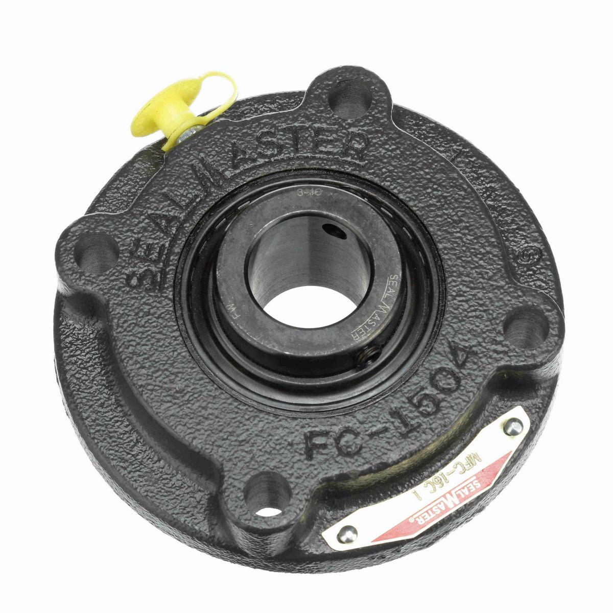 Sealmaster Mounted Cast Iron Flange Cartridge Ball Bearing - 52100 Bearing Steel, Black Oxided - Setscrew Lock - MFC-16C