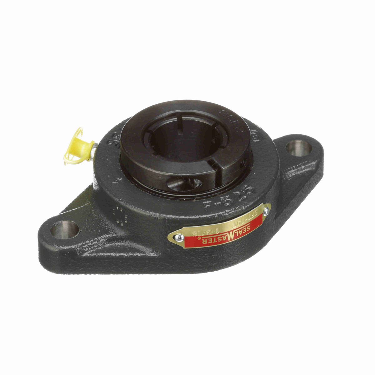 Sealmaster Mounted Cast Iron Two Bolt Flange Ball Bearing - 52100 Bearing Steel, Black Oxided - Concentric Lock - SFT-19T