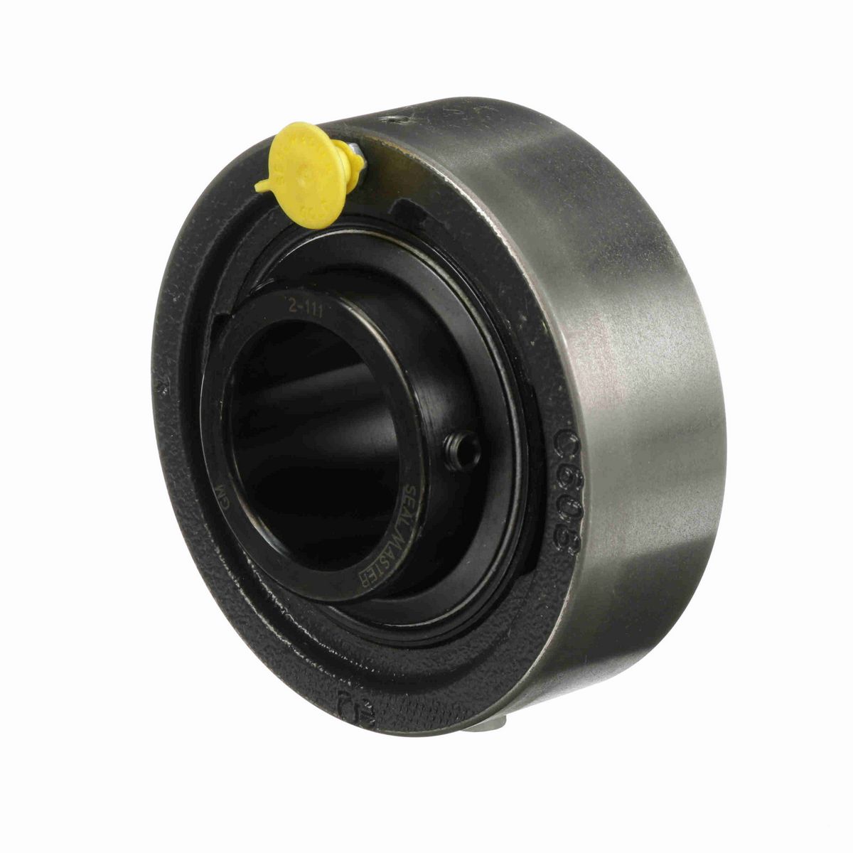 Sealmaster Mounted Cast Iron Cylindrical Cartridge Ball Bearing - 52100 Bearing Steel, Black Oxided - Setscrew Lock - SC-27