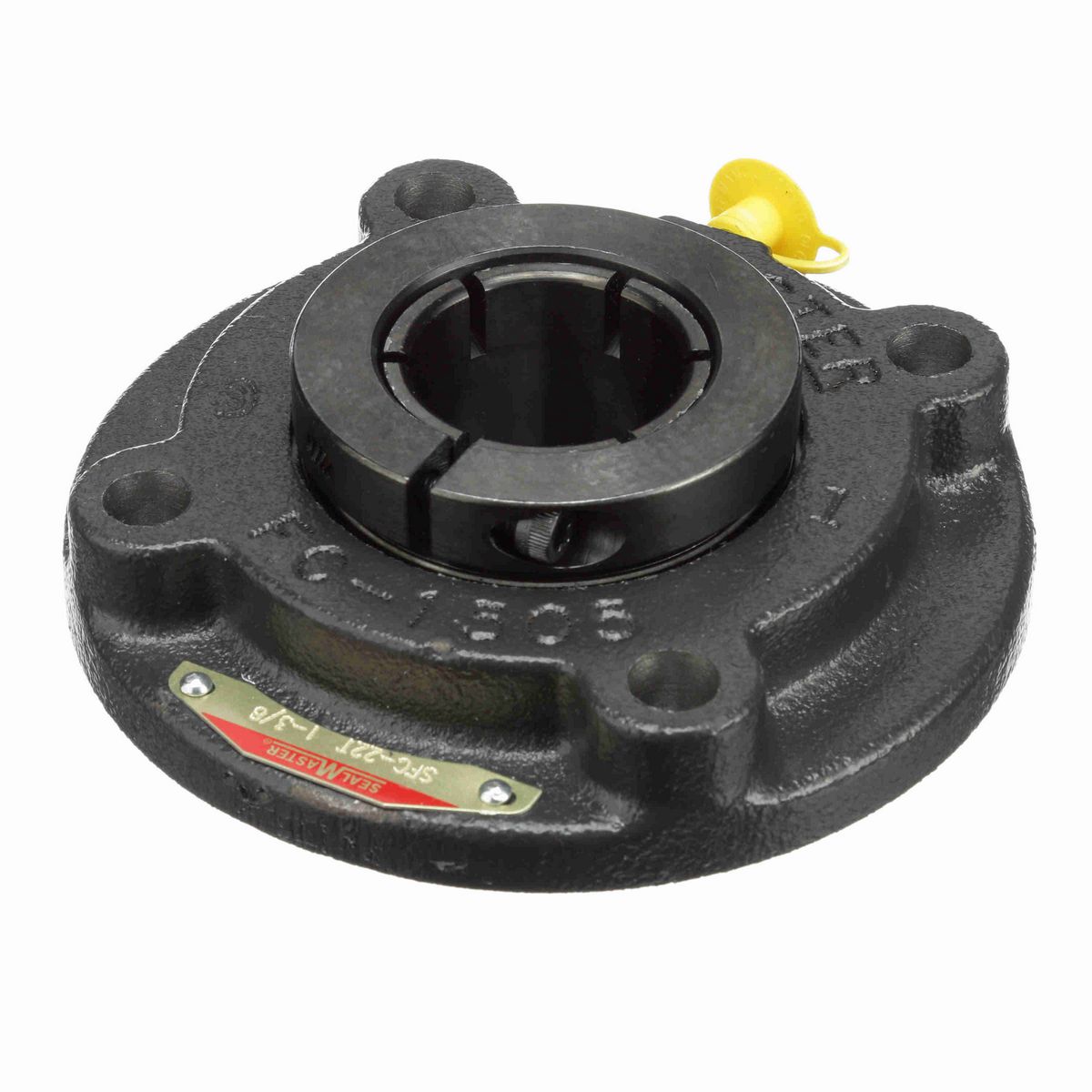 Sealmaster Mounted Cast Iron Flange Cartridge Ball Bearing - 52100 Bearing Steel, Black Oxided - Concentric Lock - SFC-22T