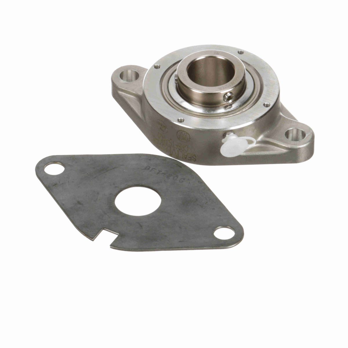 Sealmaster Mounted Stainless Steel Two Bolt Flange Ball Bearing - 52100 Bearing Steel, Phosphorus Nickel Coated - Setscrew Lock - Corrosion Resistant - CRBFTS-PN20