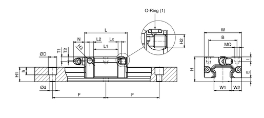 Направляющая система SNR LGBXS25BS2SSL00280NZ1-2-0-20.0N