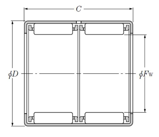 Игольчатый роликоподшипник со штампованным наружным кольцом, с открытым торцом NTN HMK4040ZWD