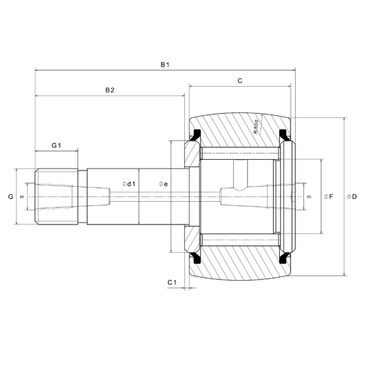 Cam follower with shaft NTN KRVT30LL/3AS