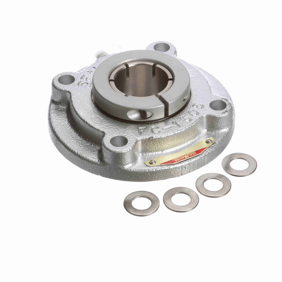 Sealmaster Mounted Flouropolymer Coated Cast Iron Flange Cartridge Ball Bearing - 52100 Bearing Steel, Phosphorus Nickel Coated - Concentric Lock - Corrosion Resistant - CRFCF-PN207T