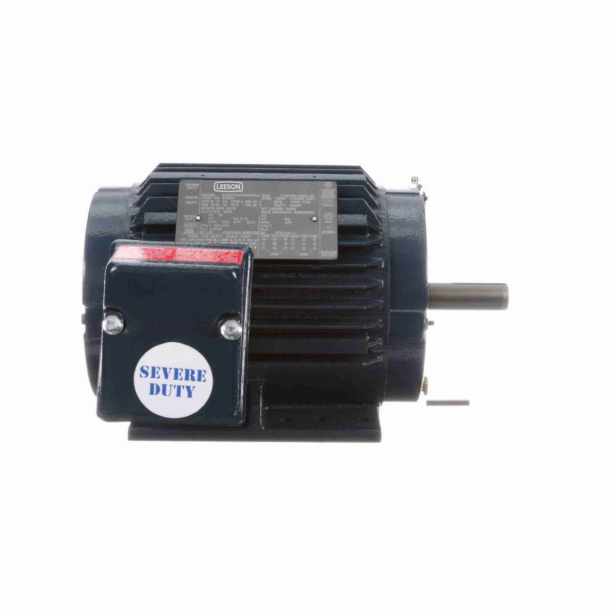 LEESON Severe Duty Motor, 1 HP, 3 Ph, 60 Hz, 230/460 V, 1200 RPM, 145T Frame, TENV - E462A
