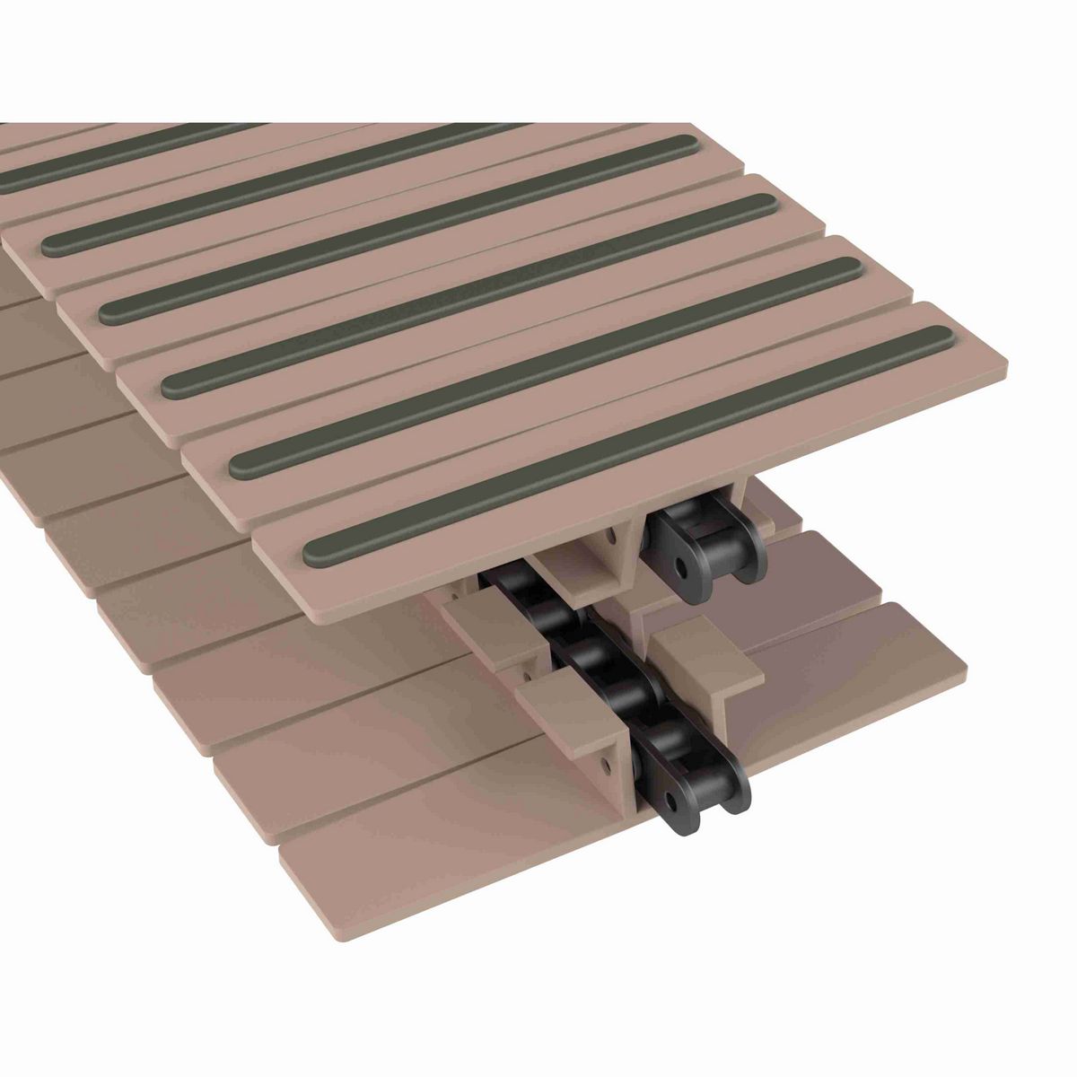 Rexnord 1873TAB RubberTop® Side-flexing RubberTop®, Material: Tan Low Friction, Width: 7.5in, Pitch: 1.5in - 81450061