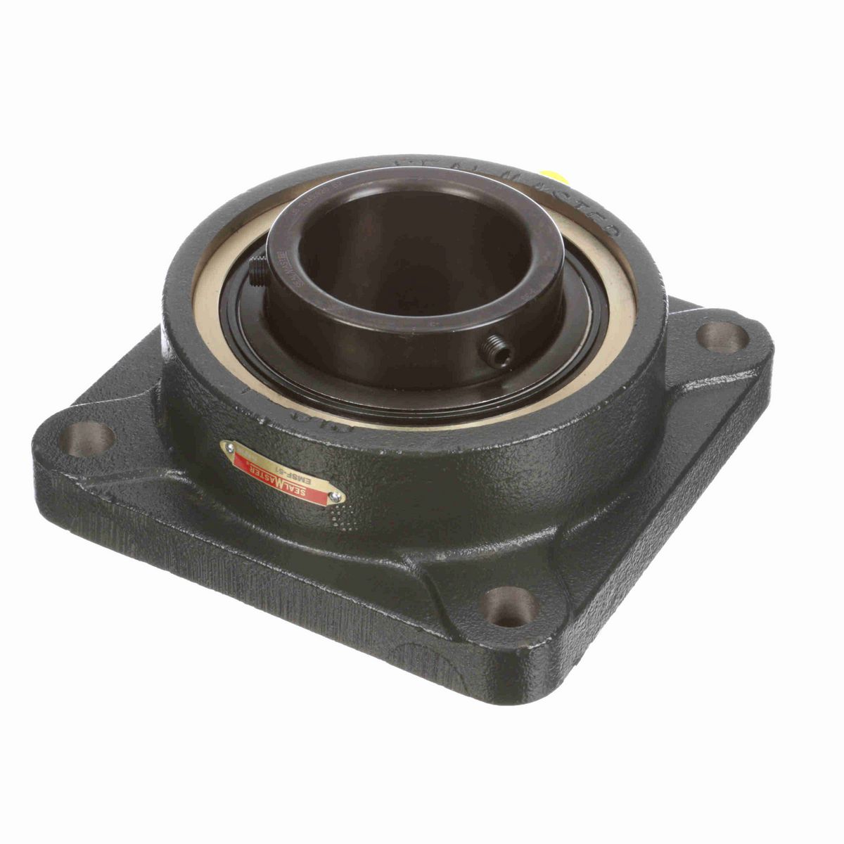 Sealmaster Mounted Cast Iron Four Bolt Flange Ball Bearing - 52100 Bearing Steel, Black Oxided - Setscrew Lock - EMSF-51