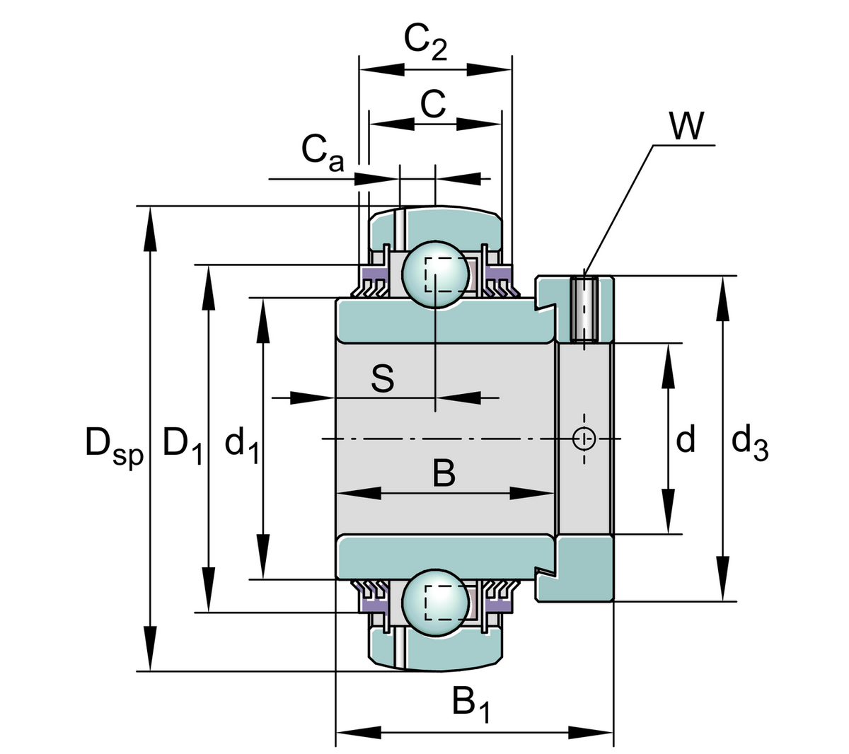 Радиальный закрепляемый шарикоподшипник INA GE20-XL-KTT-B (GE20-KTT-B)