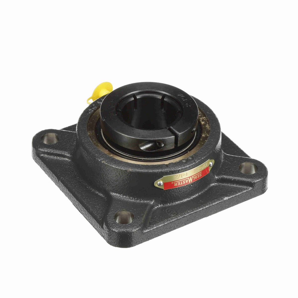 Sealmaster Mounted Cast Iron Four Bolt Flange Ball Bearing - 52100 Bearing Steel, Black Oxided - Concentric Lock - ESF-24T