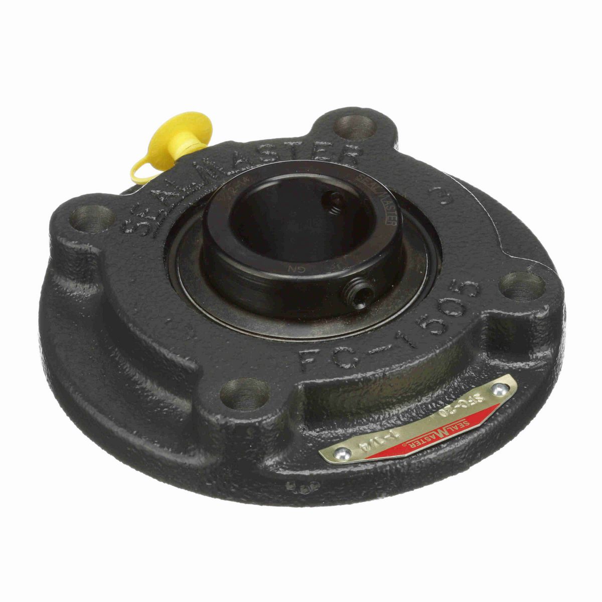 Sealmaster Mounted Cast Iron Flange Cartridge Ball Bearing - 52100 Bearing Steel, Black Oxided - Setscrew Lock - SFC-20