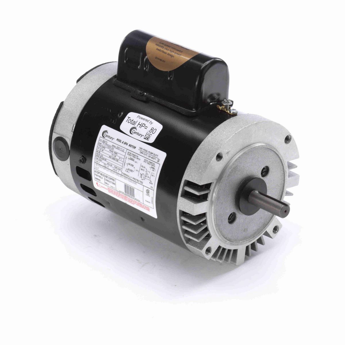 Century Pool Pump Motor, 1/2-.06 HP, 1 Ph, 60 Hz, 115 V, 3600 RPM, M56C Frame, DP - B970