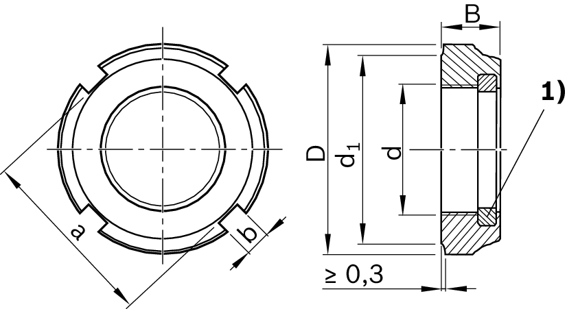 Гайка шлицевая Bosch Rexroth NMG 12X1 - ZN [R344600202]