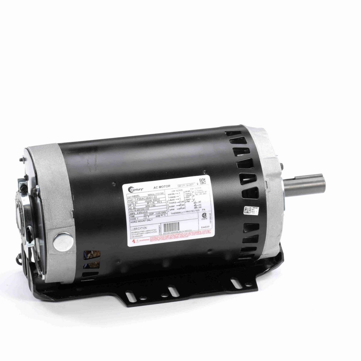Century Fan and Blower Motor, 3.0 HP, 3 Ph, 60 Hz, 460/200-230 V, 1800 RPM, R56HZ Frame, ODP - H855L