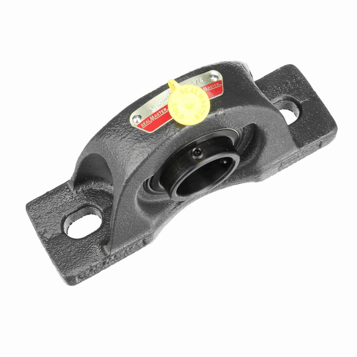 Sealmaster Mounted Cast Iron Two Bolt Pillow Block Ball Bearing - 52100 Bearing Steel, Black Oxided - Setscrew Lock - NP-20R