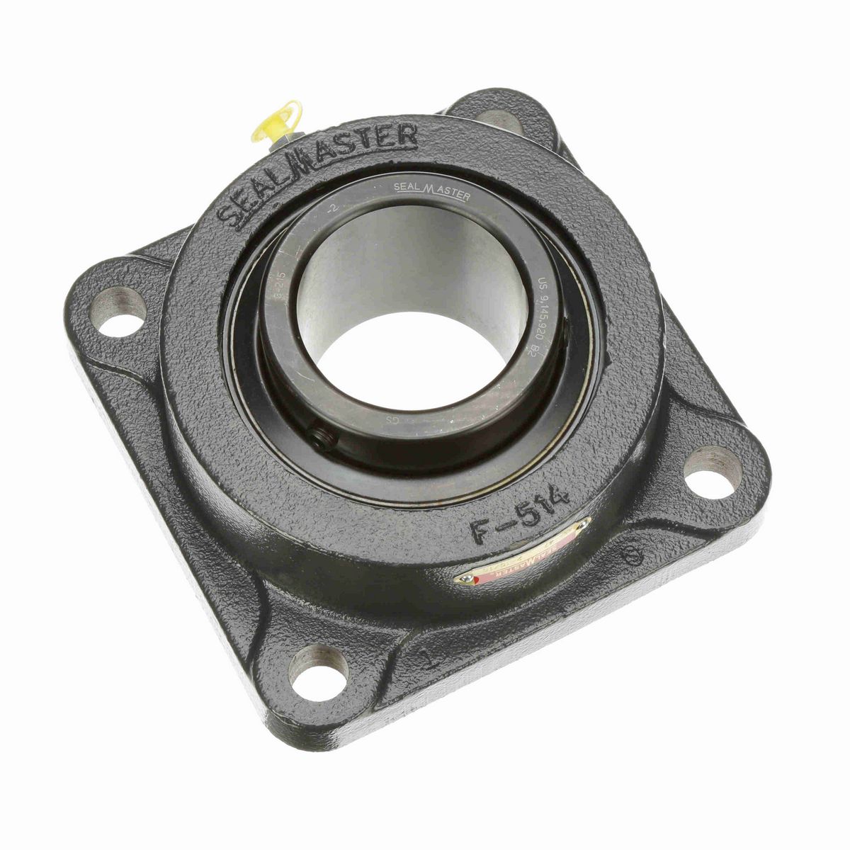 Sealmaster Mounted Cast Iron Four Bolt Flange Ball Bearing - 52100 Bearing Steel, Black Oxided - Setscrew Lock - MSF-47