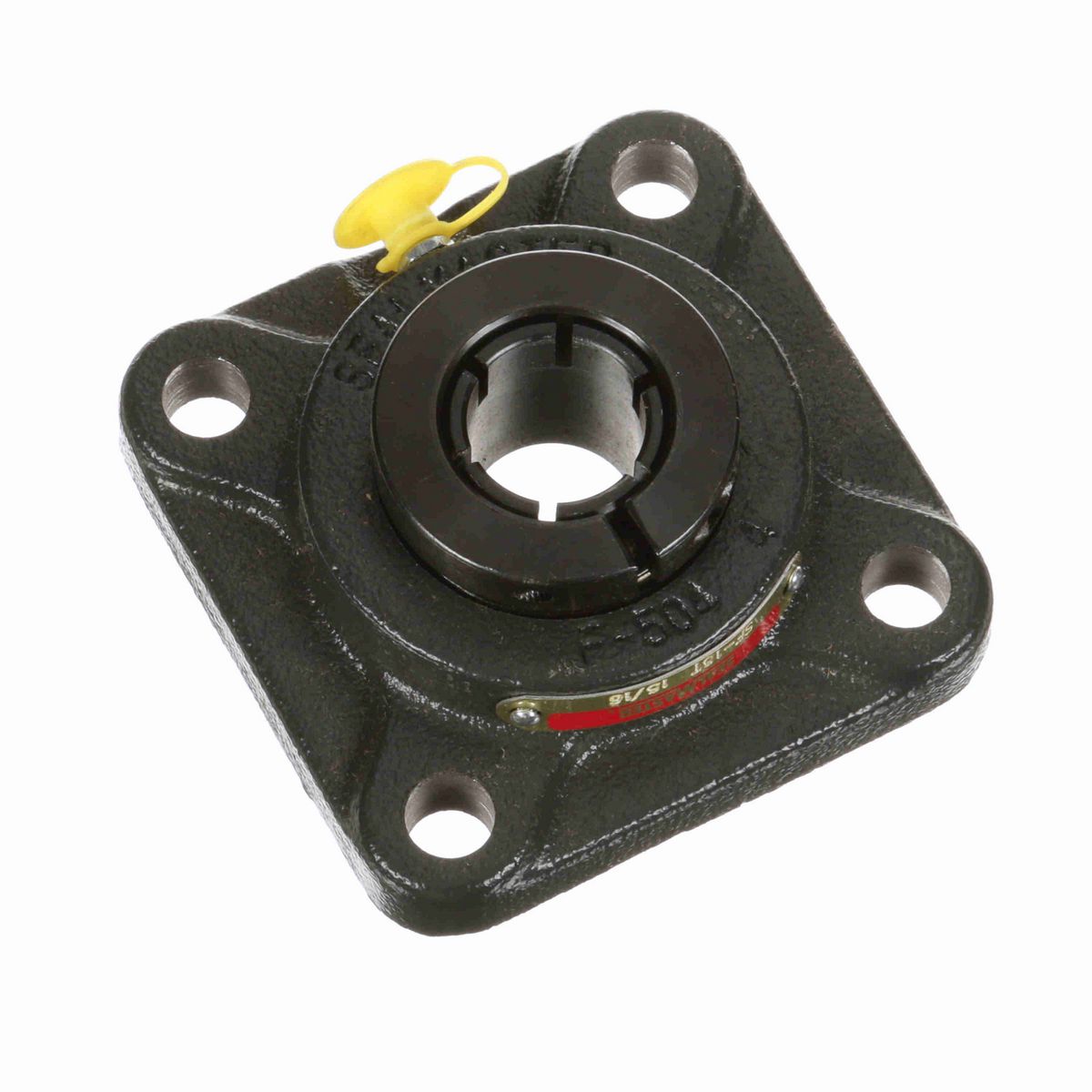 Sealmaster Mounted Cast Iron Four Bolt Flange Ball Bearing - 52100 Bearing Steel, Black Oxided - Concentric Lock - SF-15T