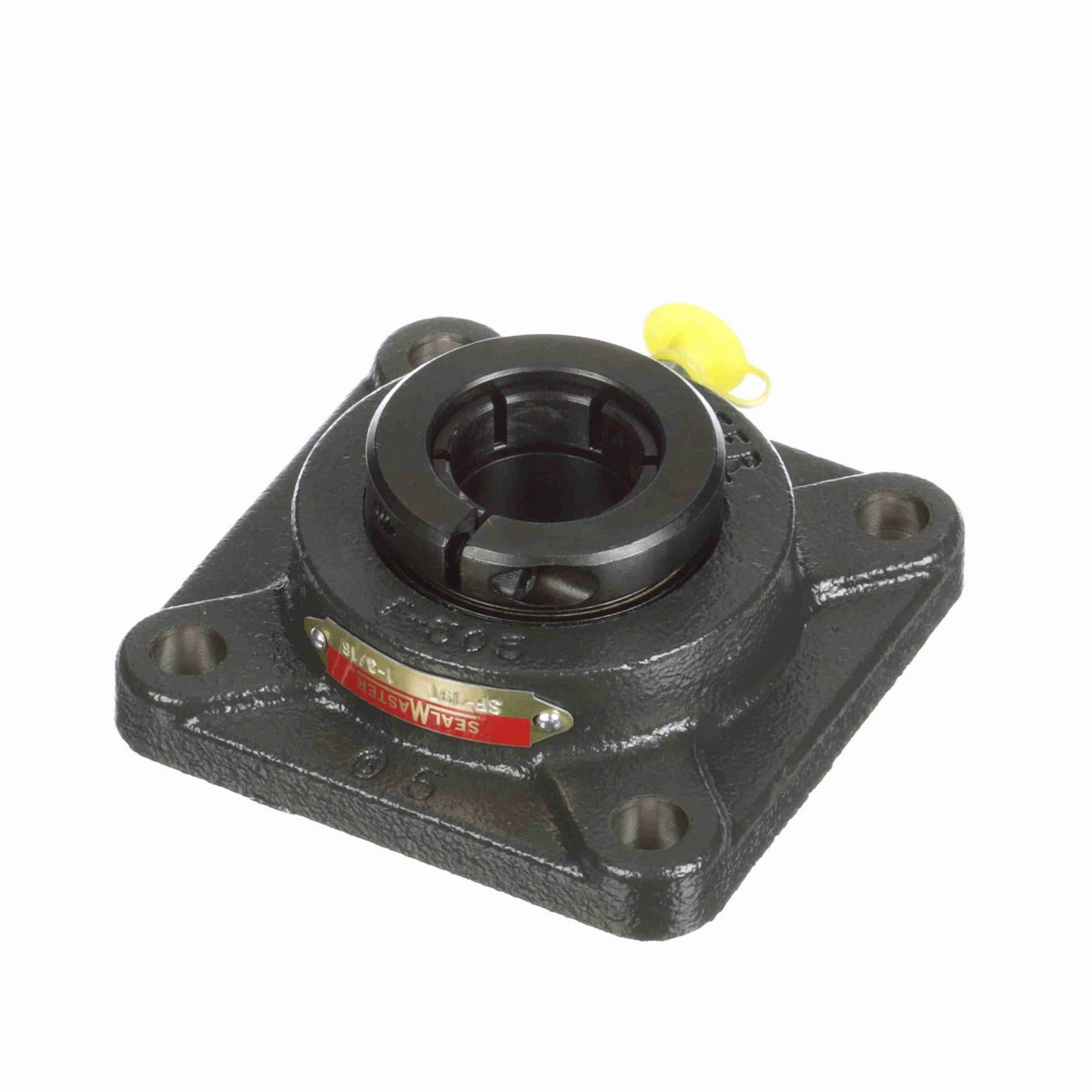 Sealmaster Mounted Cast Iron Four Bolt Flange Ball Bearing - 52100 Bearing Steel, Black Oxided - Concentric Lock - SF-19T