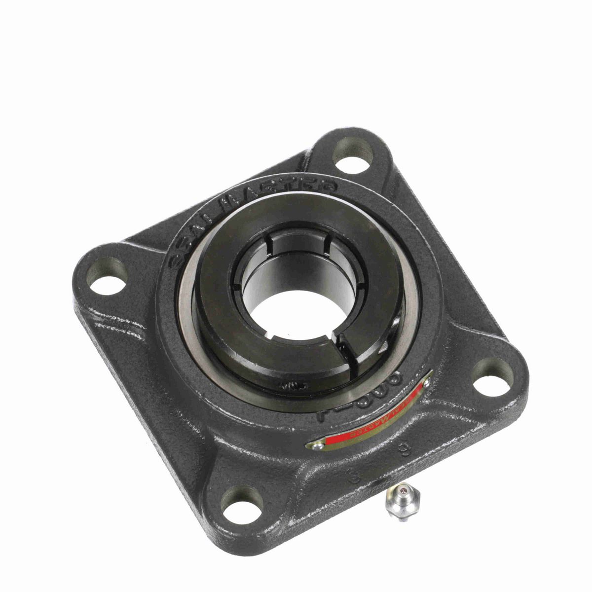 Sealmaster Mounted Cast Iron Four Bolt Flange Ball Bearing - 52100 Bearing Steel, Black Oxided - Concentric Lock - SFMH-23T