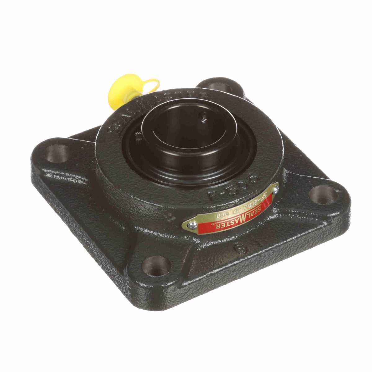 Sealmaster Mounted Cast Iron Four Bolt Flange Ball Bearing - 52100 Bearing Steel, Black Oxided - Setscrew Lock - SF-206C