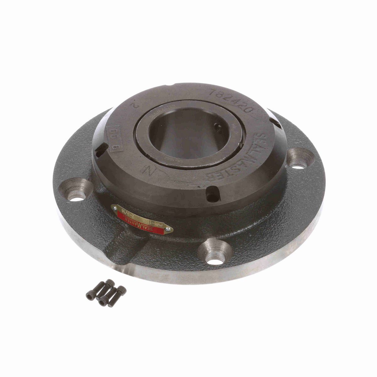 Sealmaster Mounted Cast Iron Flange Cartridge Ball Bearing - 52100 Bearing Steel, Black Oxided - Setscrew Lock - PVR-1102