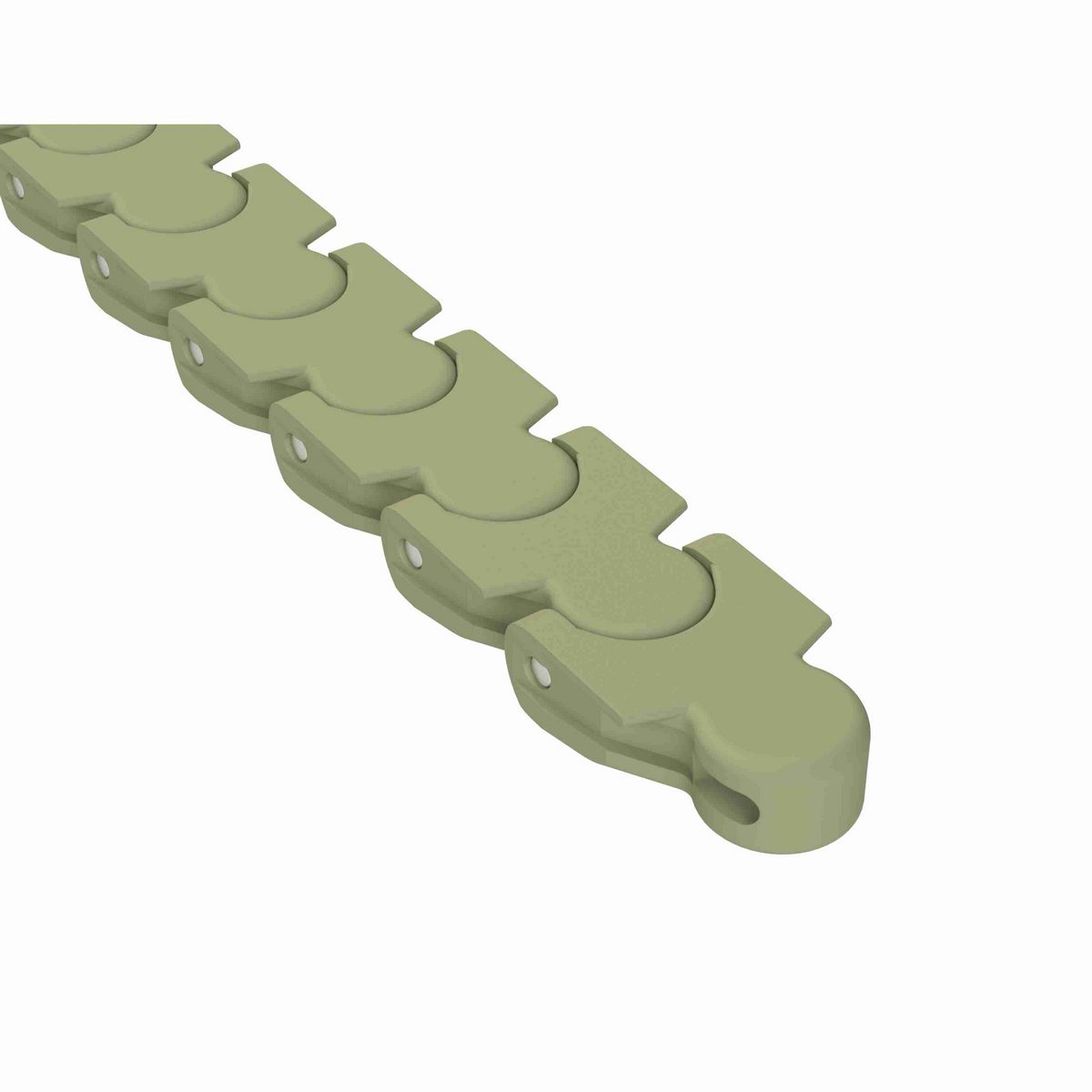 Rexnord 1700 Side-flexing Solid Top, Material: Green Abrasion Resistant Polyamide, Width: 55mm, Pitch: 50mm - 81437621
