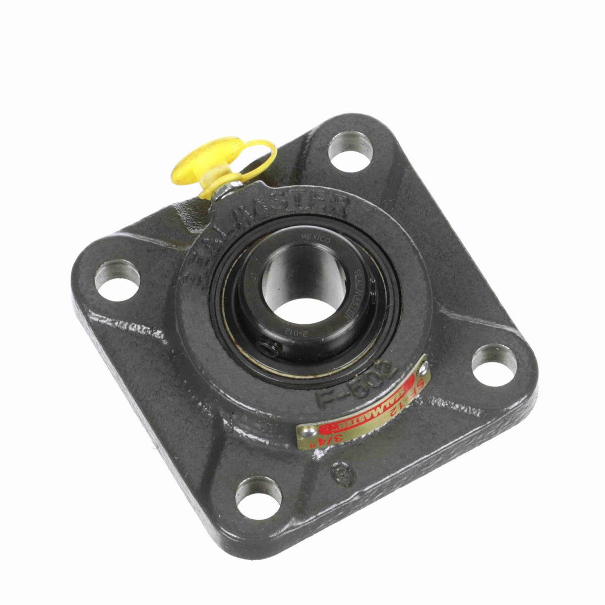 Sealmaster Mounted Cast Iron Four Bolt Flange Ball Bearing - 52100 Bearing Steel, Black Oxided - Setscrew Lock - SF-12