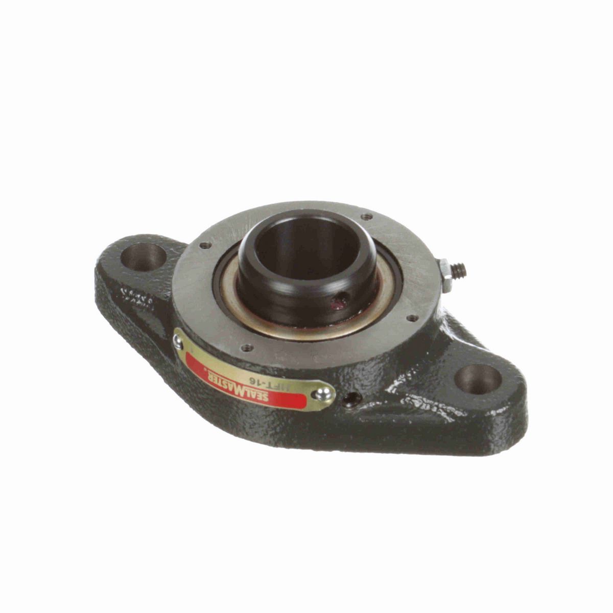 Sealmaster Mounted Cast Iron Two Bolt Flange Ball Bearing - 52100 Bearing Steel, Black Oxided - Setscrew Lock - HFT-16