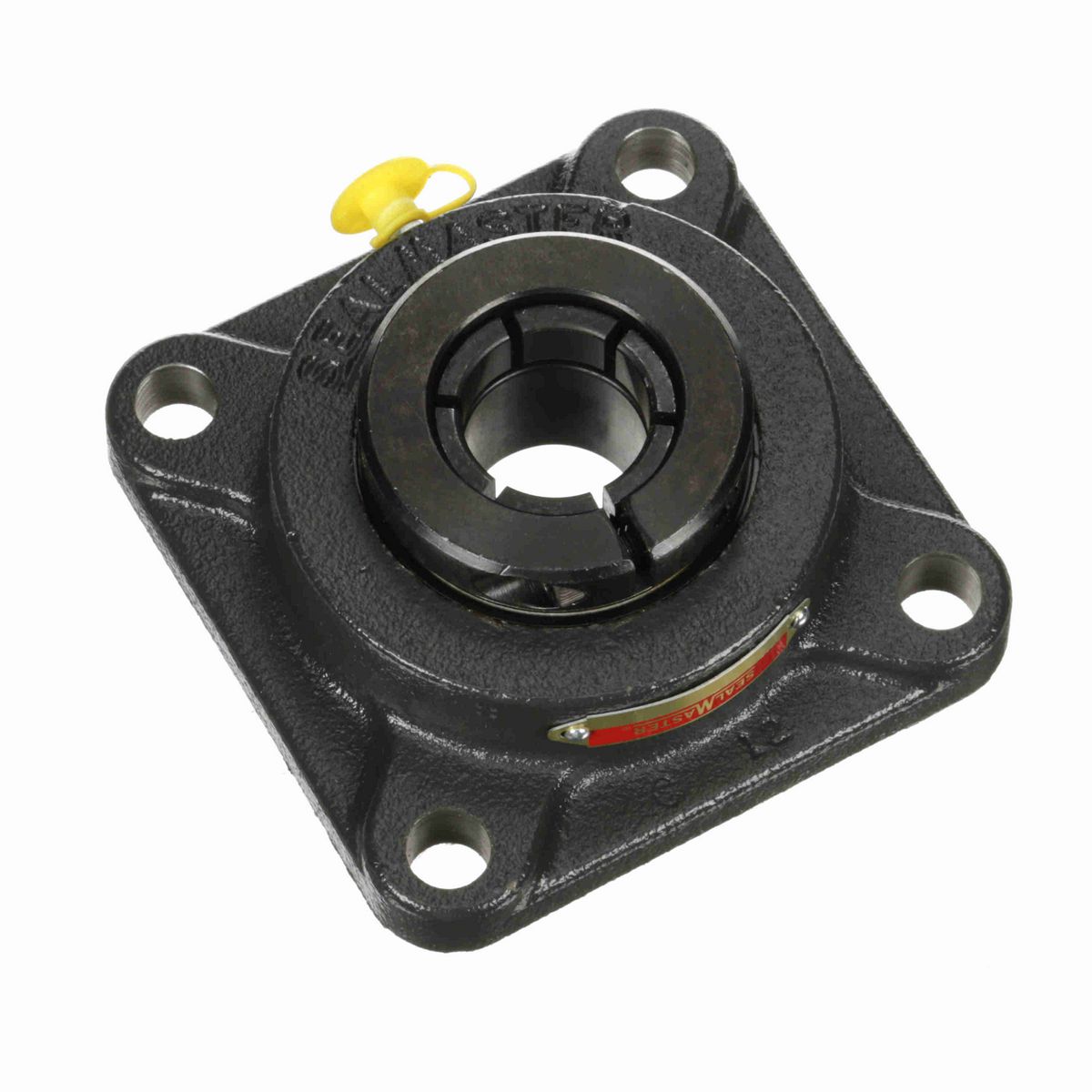 Sealmaster Mounted Cast Iron Four Bolt Flange Ball Bearing - 52100 Bearing Steel, Black Oxided - Concentric Lock - High Vibration Features - MSF-19T BDZ
