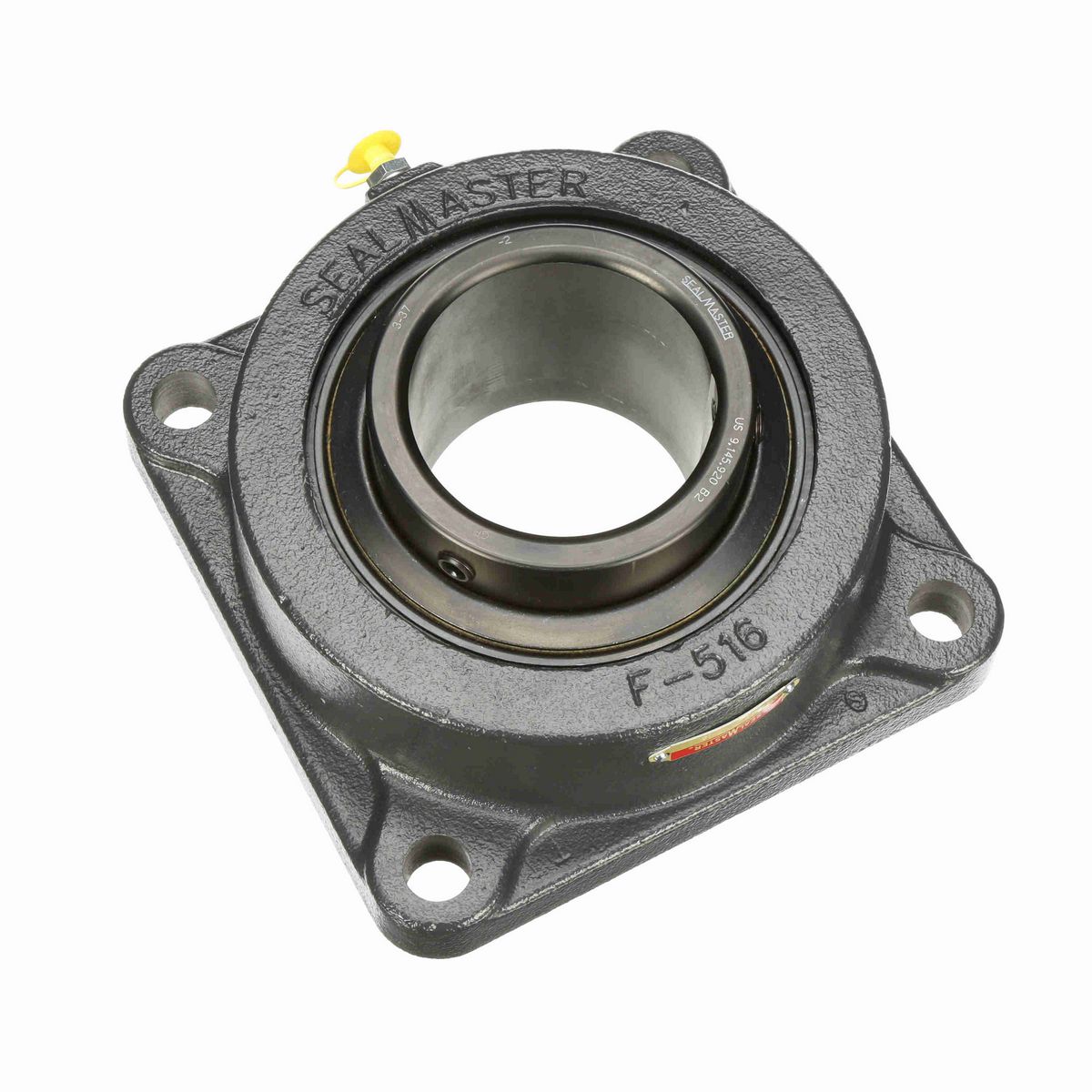 Sealmaster Mounted Cast Iron Four Bolt Flange Ball Bearing - 52100 Bearing Steel, Black Oxided - Setscrew Lock - High Temperature - MSF-55 HI