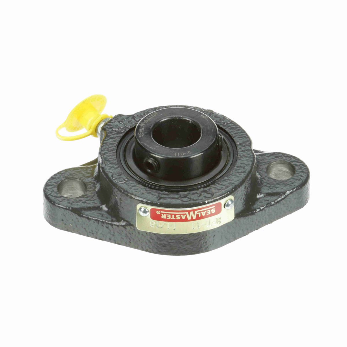 Sealmaster Mounted Cast Iron Two Bolt Flange Ball Bearing - 52100 Bearing Steel, Black Oxided - Setscrew Lock - SFT-11