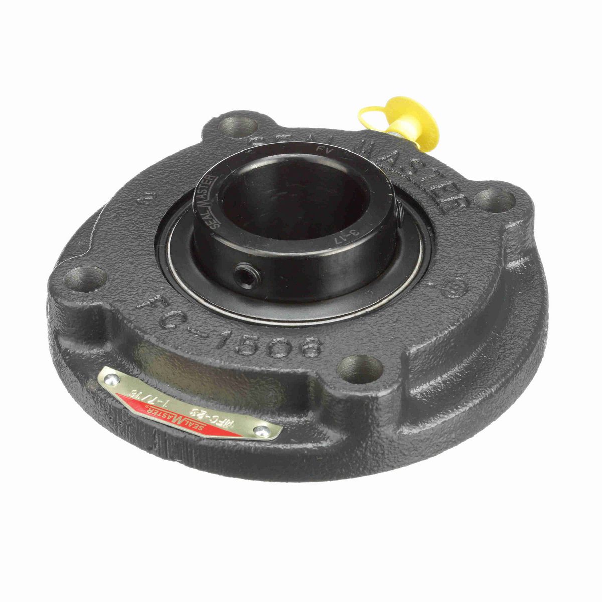 Sealmaster Mounted Cast Iron Flange Cartridge Ball Bearing - 52100 Bearing Steel, Black Oxided - Setscrew Lock - MFC-23