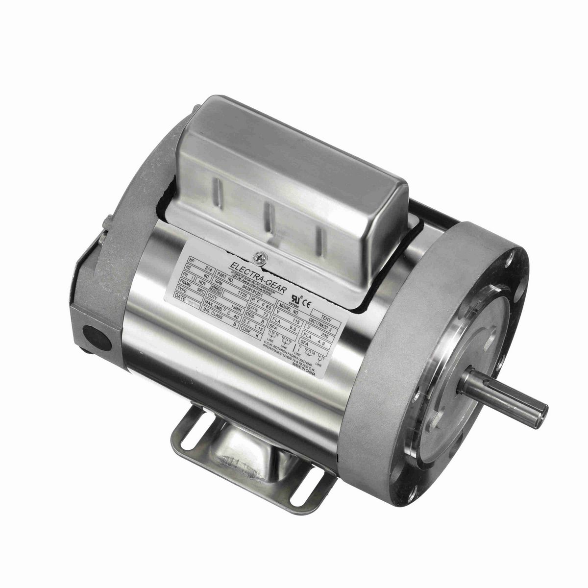 LEESON Boat Hoist Duty Motor, 0.75 HP, 1 Ph, 60 Hz, 115/230 V, 1800 RPM, 56C Frame, TENV - 6439191251