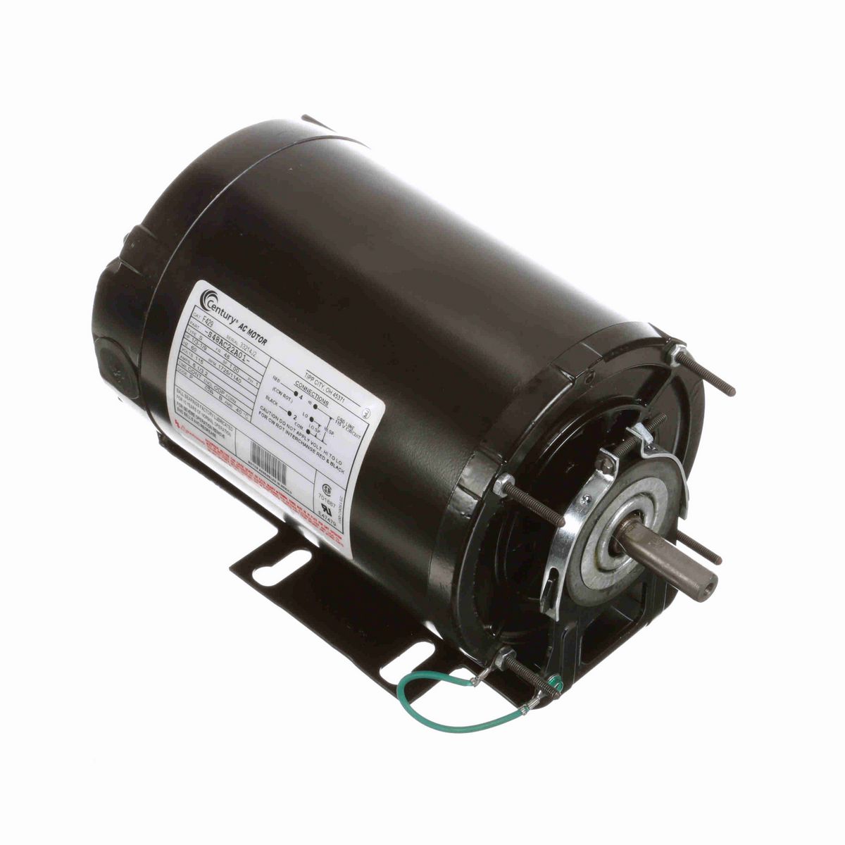 Century General Purpose Motor, 1/3-1/9 HP, 1 Ph, 60 Hz, 115 V, 1800 RPM, 48 Frame, ODP - F429