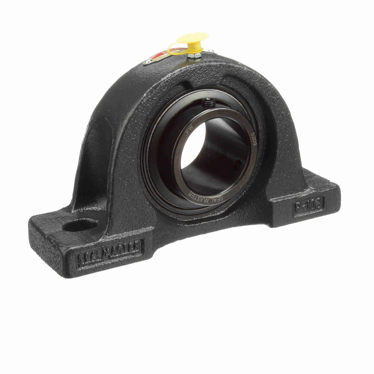 Sealmaster Mounted Cast Iron Two Bolt Pillow Block Ball Bearing - 52100 Bearing Steel, Black Oxided - Setscrew Lock - NP-209