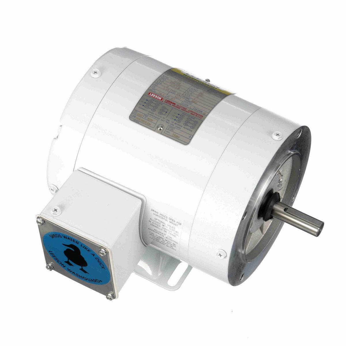 LEESON White Duck™ General Purpose Motor, 0.50 HP, 3 Ph, 60 Hz, 230/460 V, 1800 RPM, 56C Frame, TENV - 113586.00