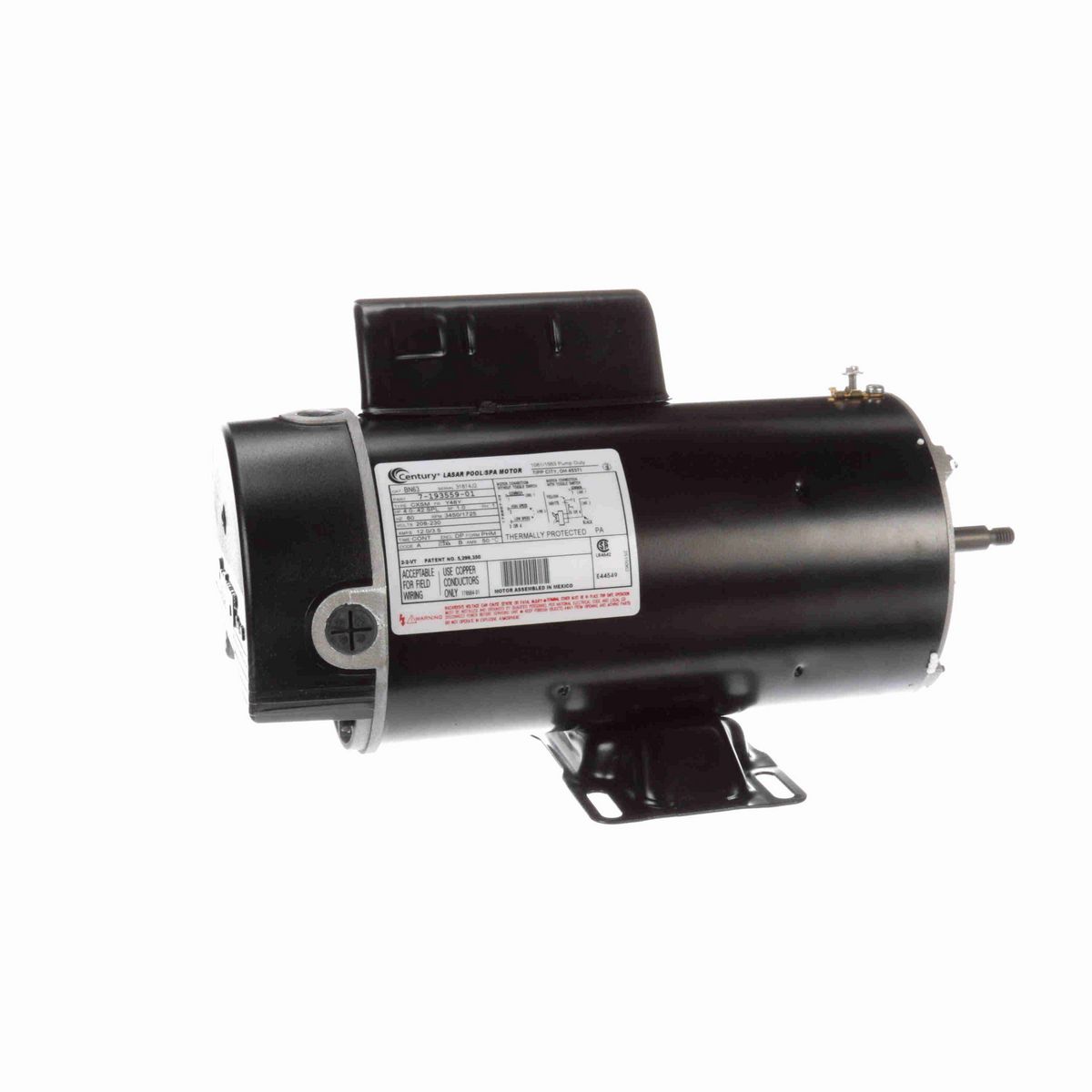 Century Pool Pump Motor, 4.0-.42 HP, 1 Ph, 60 Hz, 208-230 V, 3600 RPM, Y48Y Frame, DP - BN63