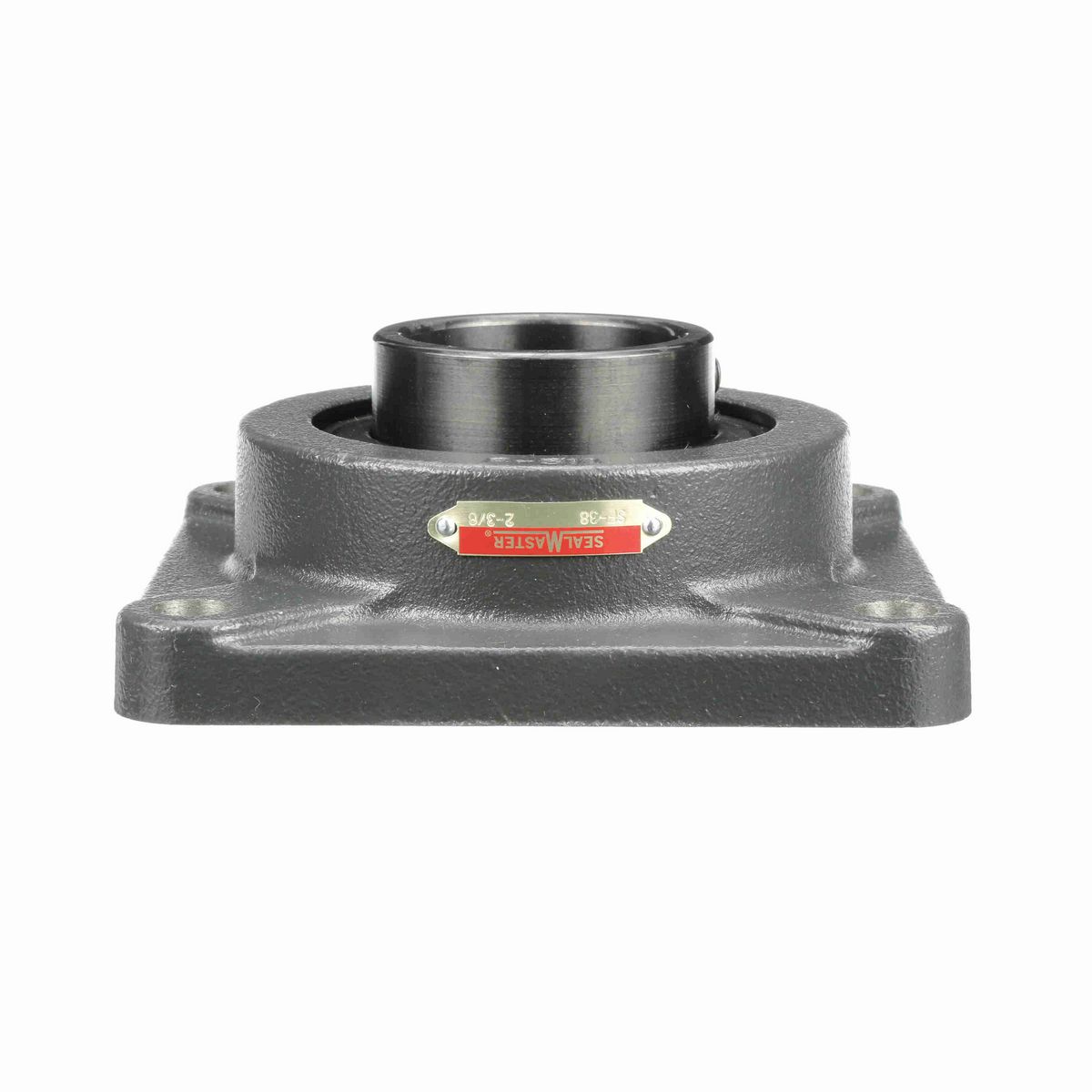 Sealmaster Mounted Cast Iron Four Bolt Flange Ball Bearing - 52100 Bearing Steel, Black Oxided - Setscrew Lock - SF-38