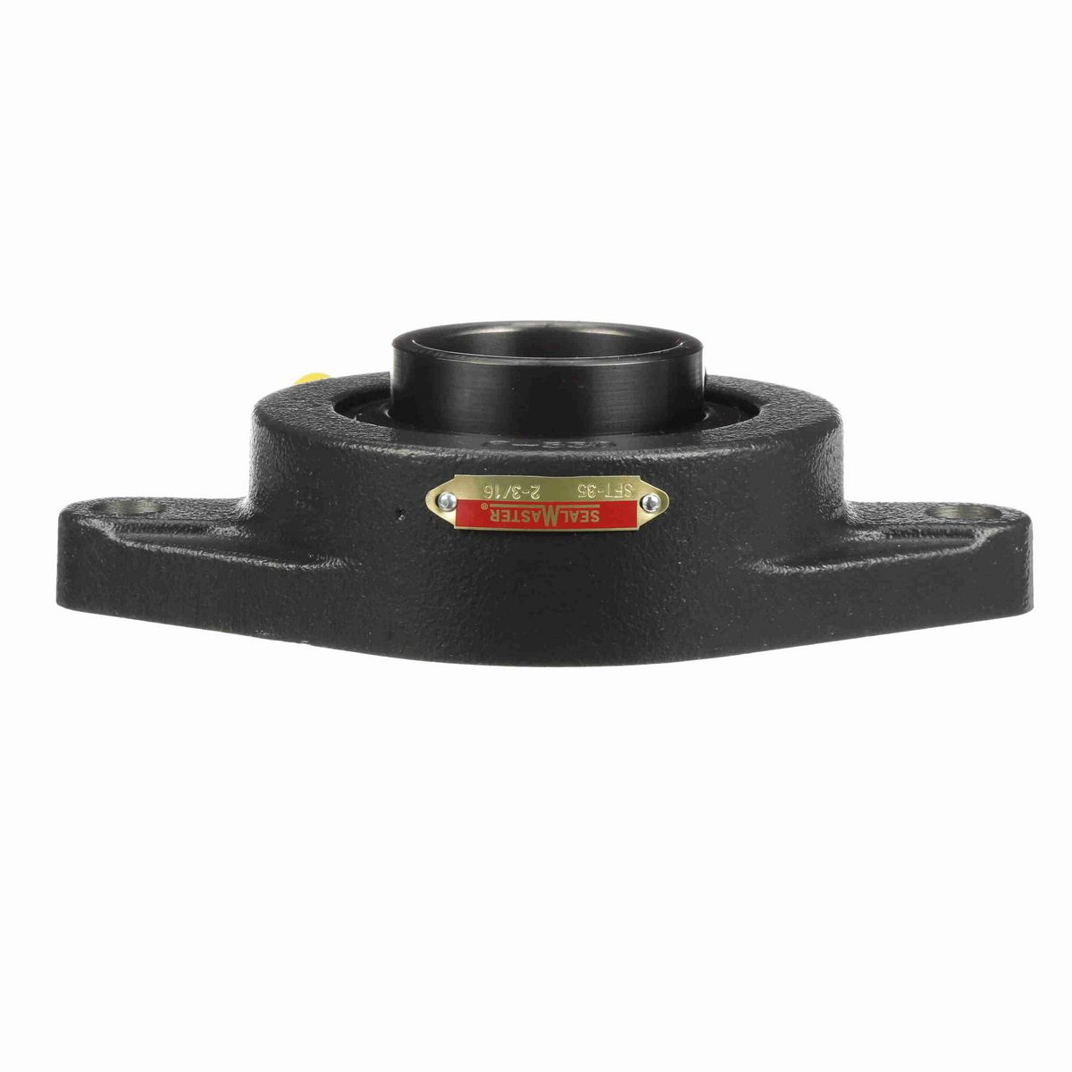 Sealmaster Mounted Cast Iron Two Bolt Flange Ball Bearing - 52100 Bearing Steel, Black Oxided - Setscrew Lock - SFT-35