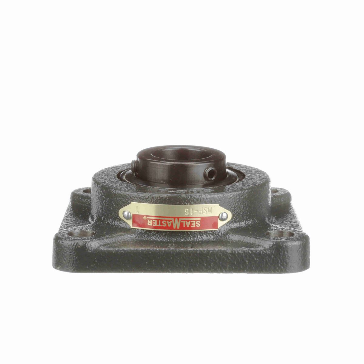 Sealmaster Mounted Cast Iron Four Bolt Flange Ball Bearing - 52100 Bearing Steel, Black Oxided - Setscrew Lock - MSF-16