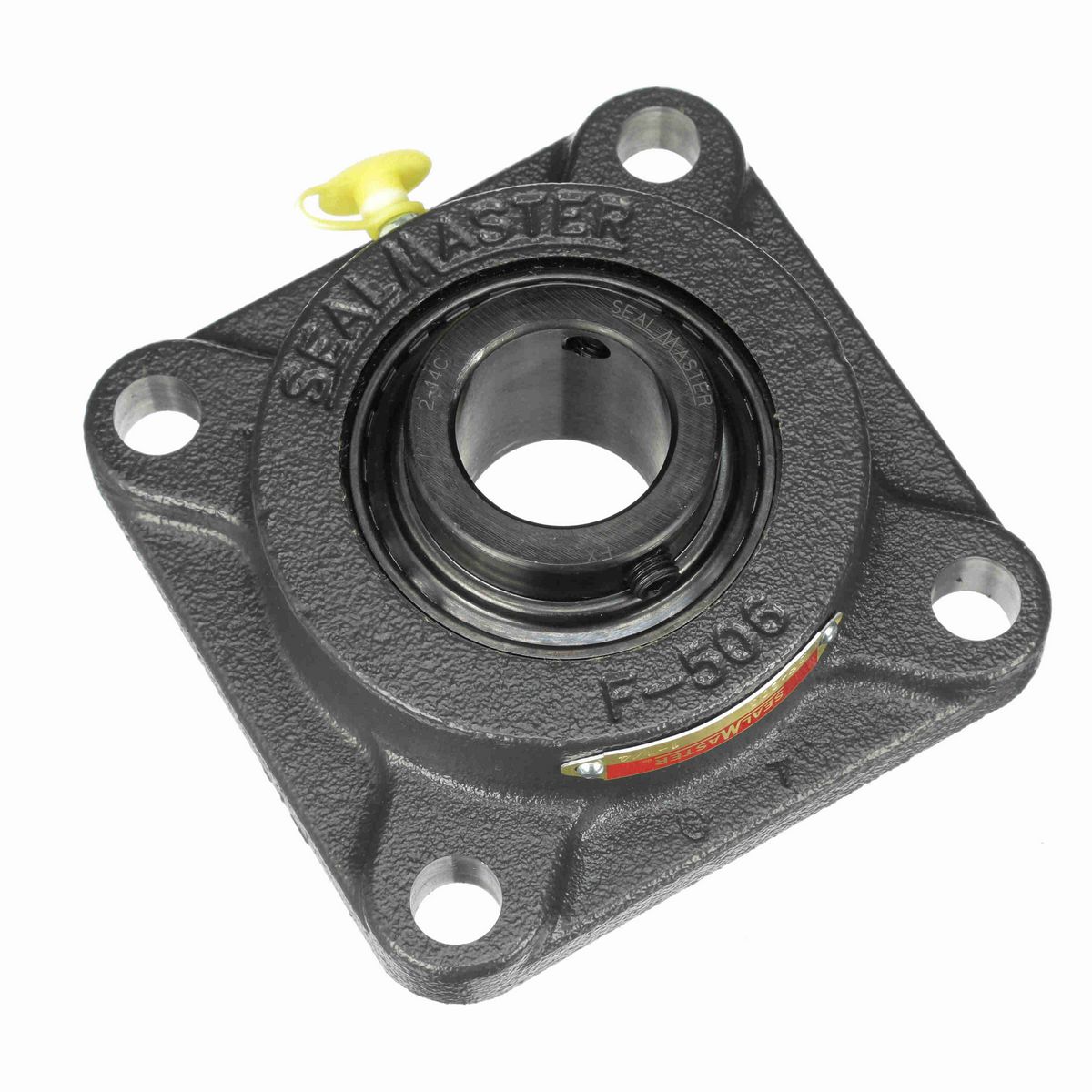 Sealmaster Mounted Cast Iron Four Bolt Flange Ball Bearing - 52100 Bearing Steel, Black Oxided - Setscrew Lock - SF-20C