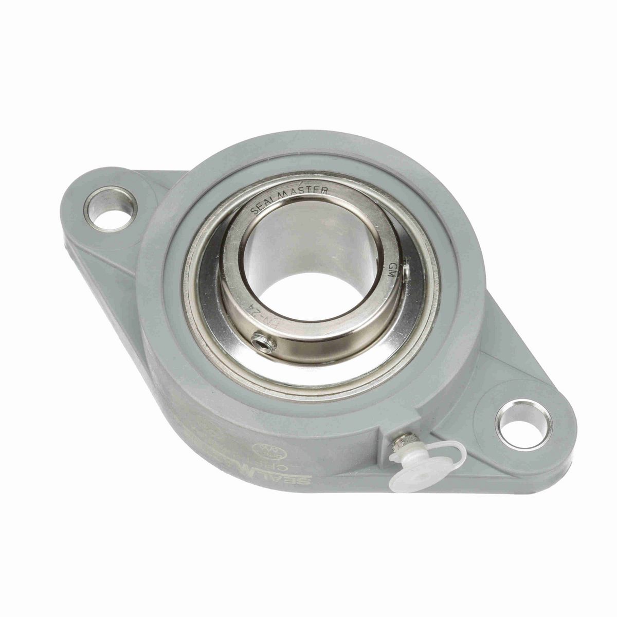 Sealmaster Mounted Composite Two Bolt Flange Ball Bearing - 52100 Bearing Steel, Phosphorus Nickel Coated - Setscrew Lock - Corrosion Resistant - CRFTC-PN24